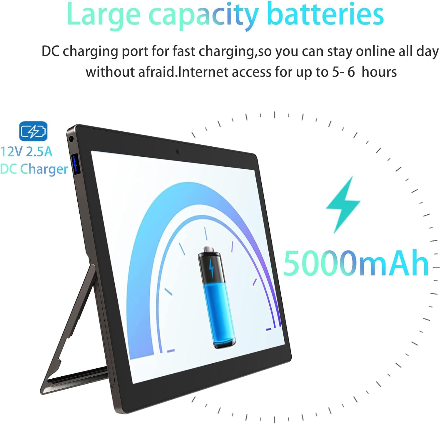 Windows Tablet with Keyboard 11.6", Detachable 2 in 1 Laptop Touchscreen Windows 11, 6GB RAM 256GB Storage, Intel Celeron, 2.4G+5G WiFi, Bluetooth, USB3.0, HDMI, Dual Camera