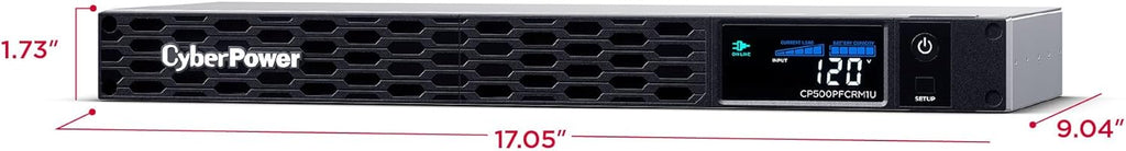 CyberPower CP500PFCRM1U PFC Sinewave UPS Battery Backup and Surge Protector, 500VA/300W, 6 Outlets, AVR, 1U Rackmount, UL Certified