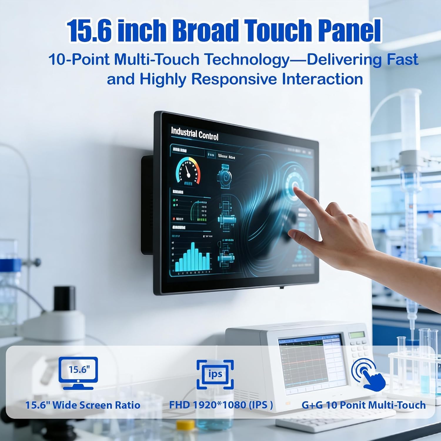 HIGOLEPC 15.6" Industrial All-in-One Tablet Panel PC, Win 11 Pro Computer with Celeron N5095 8GB RAM 128GB ROM, 1920 * 1080 IPS Touchscreen, 4X USB 3.0, RS232, LAN, HDMI, Type-C