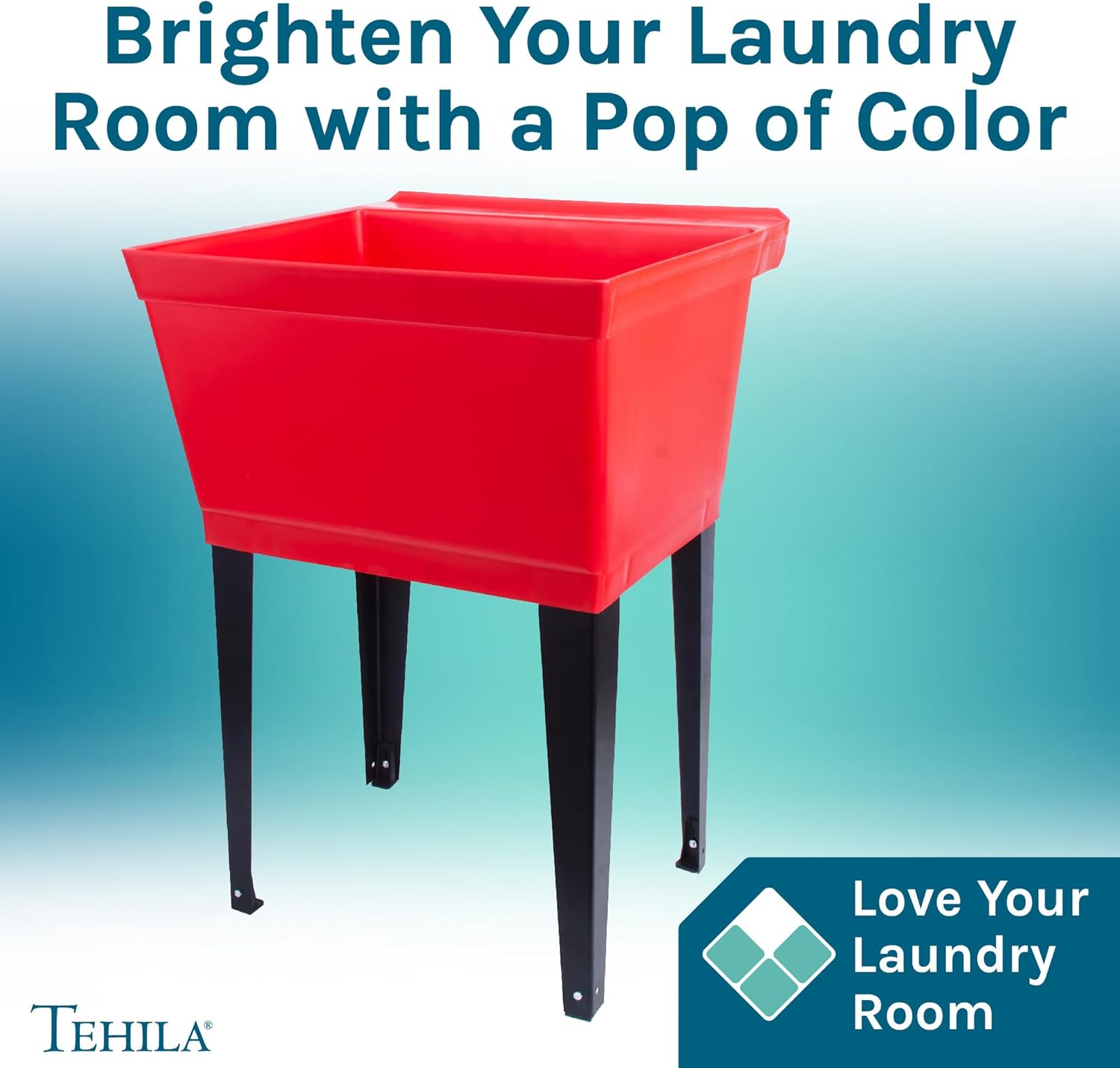 Red Utility Sink Laundry Tub with Black Pull-out Faucet for Laundry Room, Basement, Garage, Shop