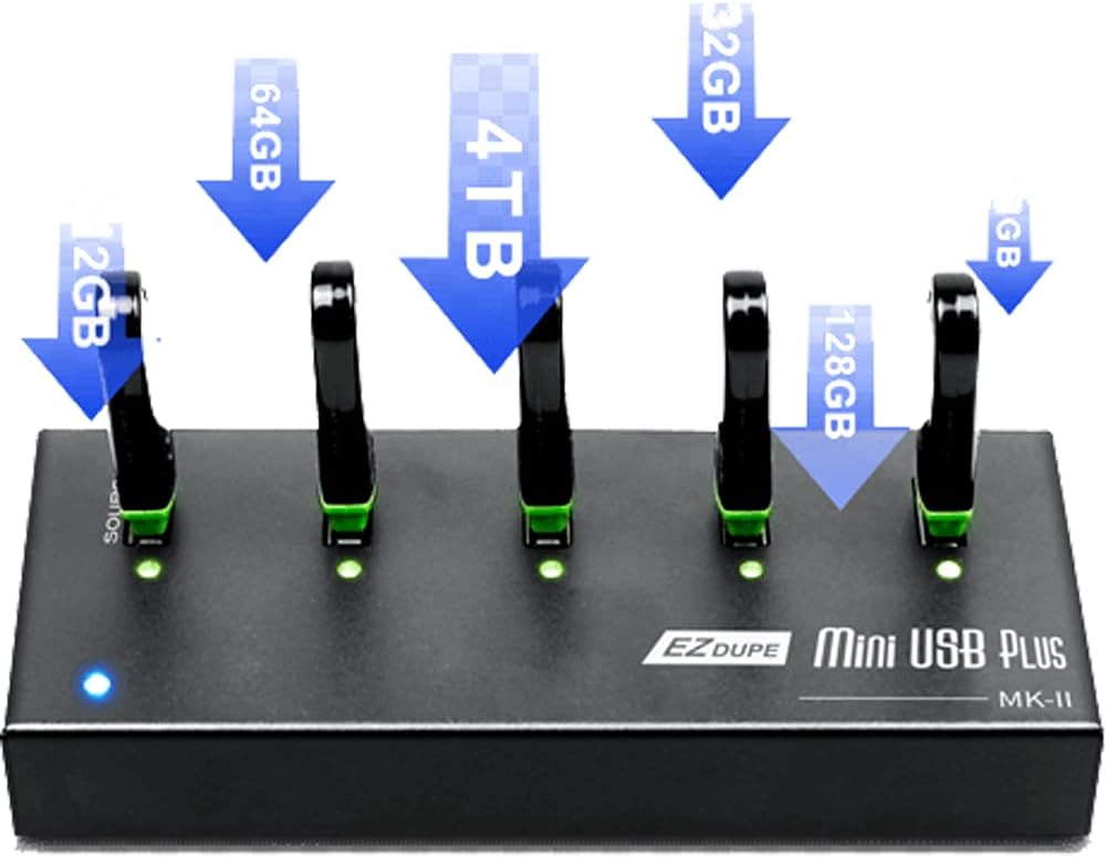 New Update Version EZ Dupe 1 to 4 Mini USB Plus MK II Duplicator - Standalone Portable USB Flash Media Thumb Drive Compact Copier (DM-FU0-5V04B-V2)