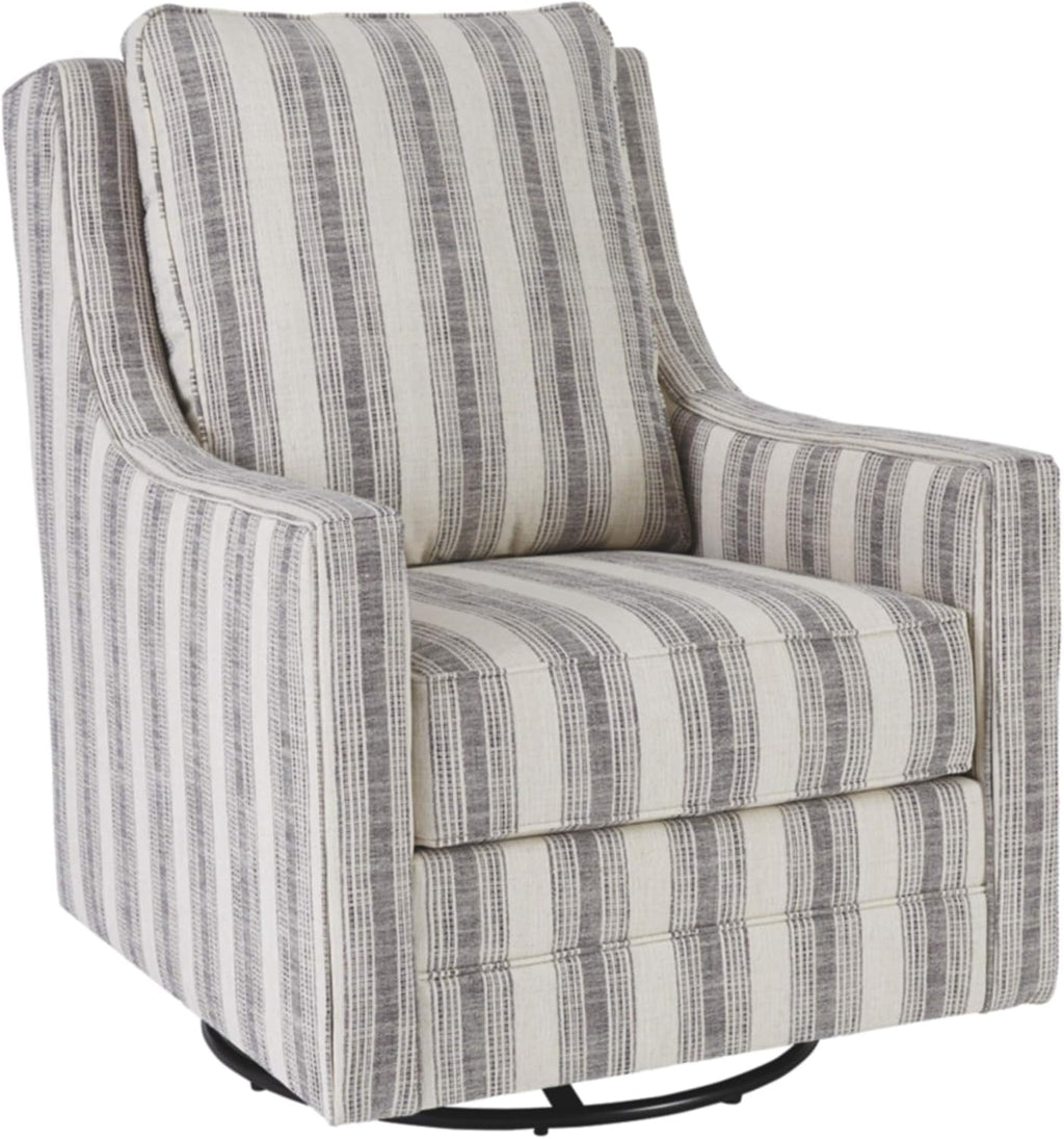 Signature Design by Ashley Kambria Striped Upholstered Swivel Accent Glider Chair, Ivory & Black