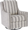 Signature Design by Ashley Kambria Striped Upholstered Swivel Accent Glider Chair, Ivory & Black