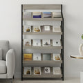 Magazine Rack Floor, 4/5-Tier Floor Magazine Rack, Sturdy Carbon Steel & Wood Literature Display Stand, Space-Saving Vertical Design,Literature Rack for Living Room, Coffee Shop, Office, School