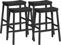 HOOBRO Bar Stools Set of 4, Counter Height Bar Stools, 23.6'' Bar Chairs, Saddle Stools with Footrests, Industrial Barstools for Dining Room, Kitchen, Bar, Black BB02MDP401