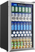 EUHOMY Mini Fridge 130 Can Beverage Refrigerator Cooler Glass Door for Soda Wine Beer, Beverage Cooler for Home, Bar, Office with Digital Temperature Control Adjustable Shelves, 3.2 Cu.Ft, Silver