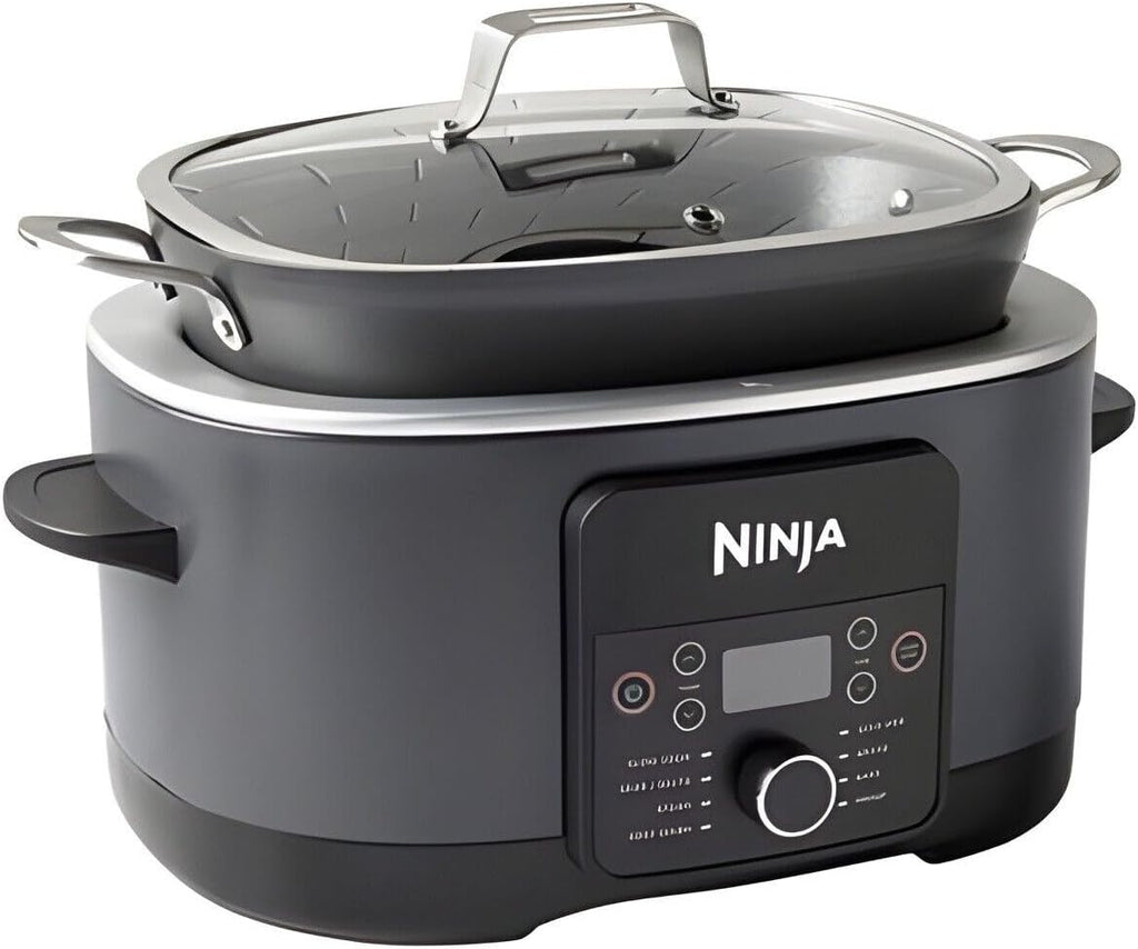 Ninja MC1001H Foodi PossibleCooker PRO 8.5 Quart Multi-Cooker, 8-in-1 Slow Cooker, Pressure Cooker, Dutch Oven & More, Glass Lid & Integrated Spoon, Nonstick, Oven Safe to 500°F, Charcoal (Renewed)