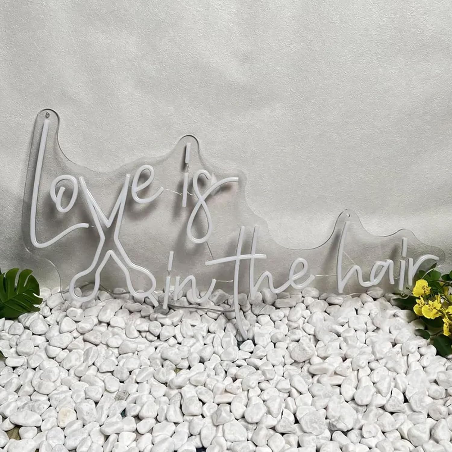 Love is in the Hair Neon Sign 23 inches LED Hair Salon Lights Up Neon Signs Business Wall Decor for Beauty Salon Barber Shop Hair Room
