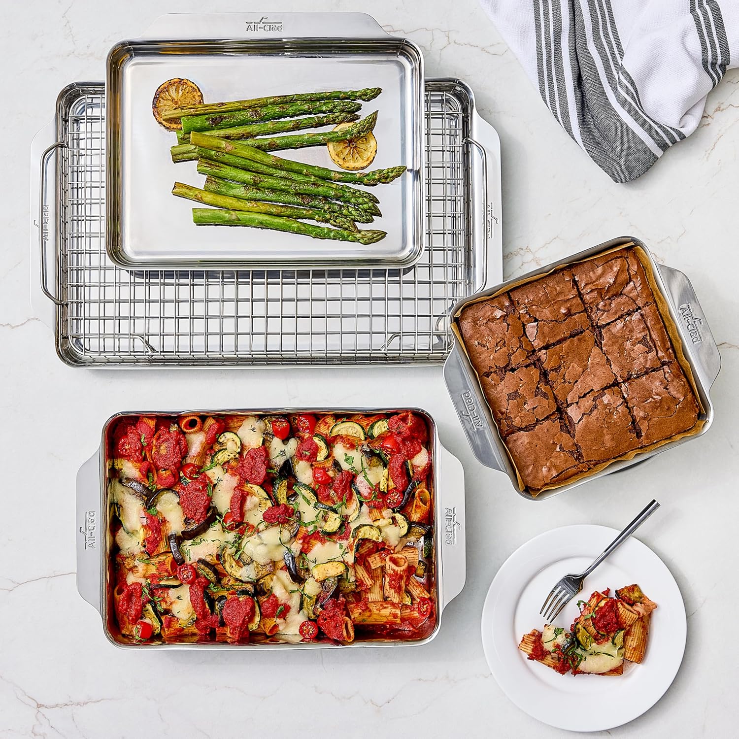 All-Clad Stainless Steel Baking Half Sheet Pan 11.5" x 17" - Tri-ply Bonded for Consistent Baking- (Roast, Bake Cookies, Brownies and More) Professional Stainless Steel Bakeware