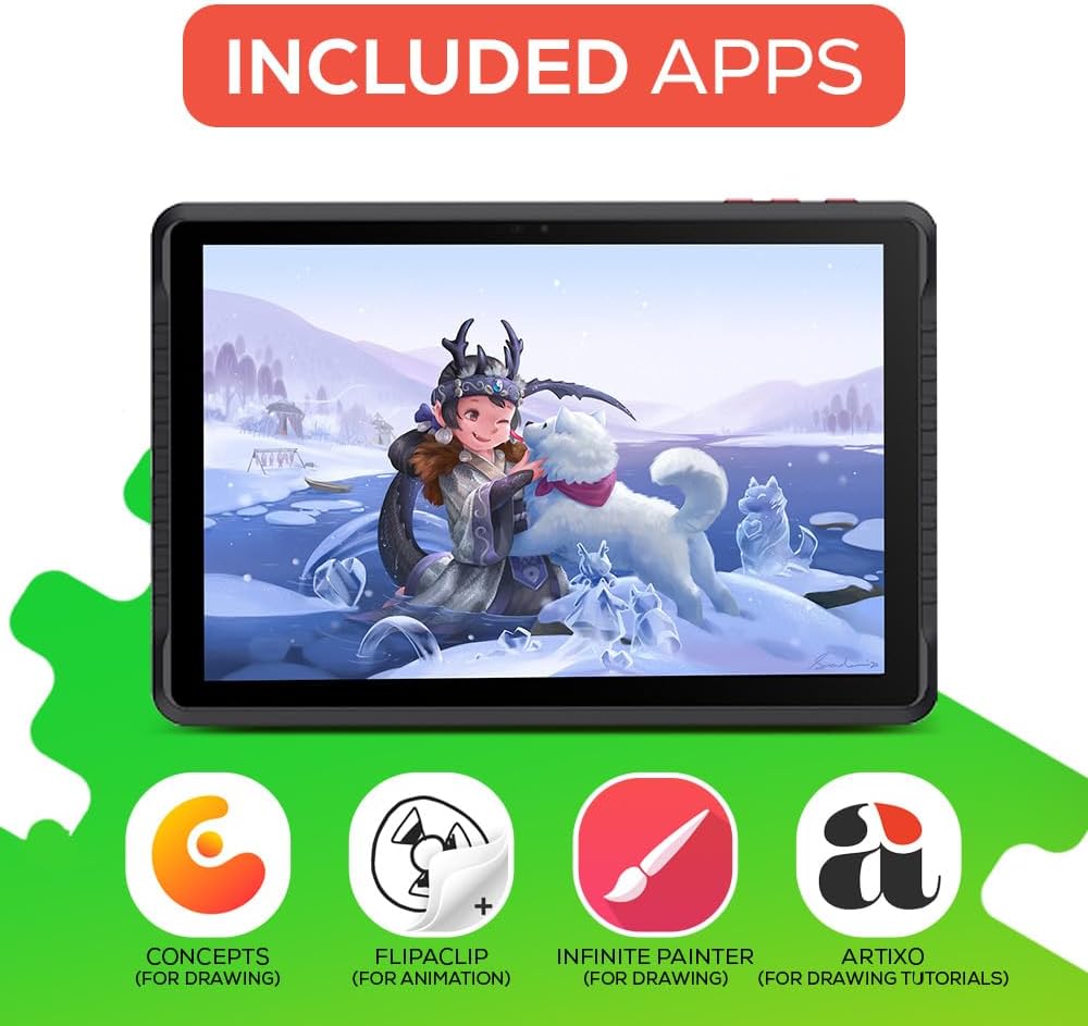 PicassoTab A10 Drawing Tablet • No Computer Needed • Stylus Pen, Pro Drawing Apps & Tutorials • 10" Screen, 6GB+128GB, Android 14 • Portable, Standalone for Digital Graphic Artist, Student • A10