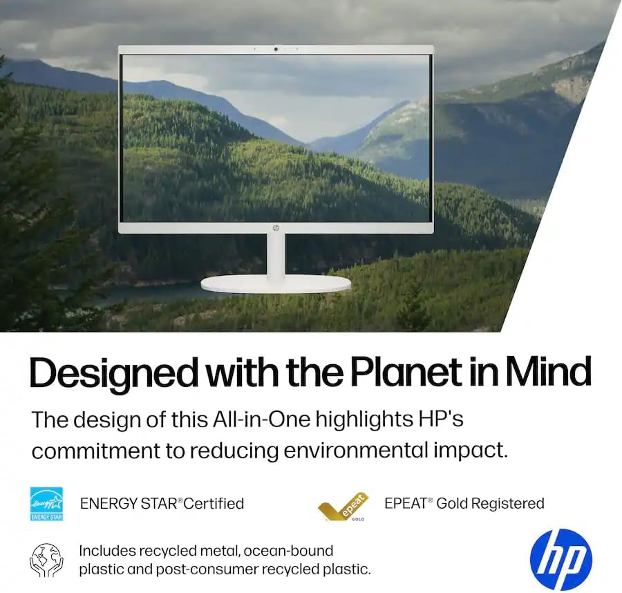 HP 21.5" FHD All-in-One Desktop Computer, Quad-Cores Intel N100, Windows 11 & 8-in-1 Docking Hub, Keyboard & Mouse Included, White (White, 8GB RAM | 384GB Storage)