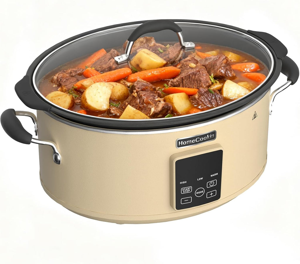 HOMECOOKIN Slow Cooker, Extra Large 10 Quart Programmable Slow Cookers with Timer, Dishwasher Safe Glass Lid & Crock, Kitchen Appliance for Families and Gatherings, Oatmeal