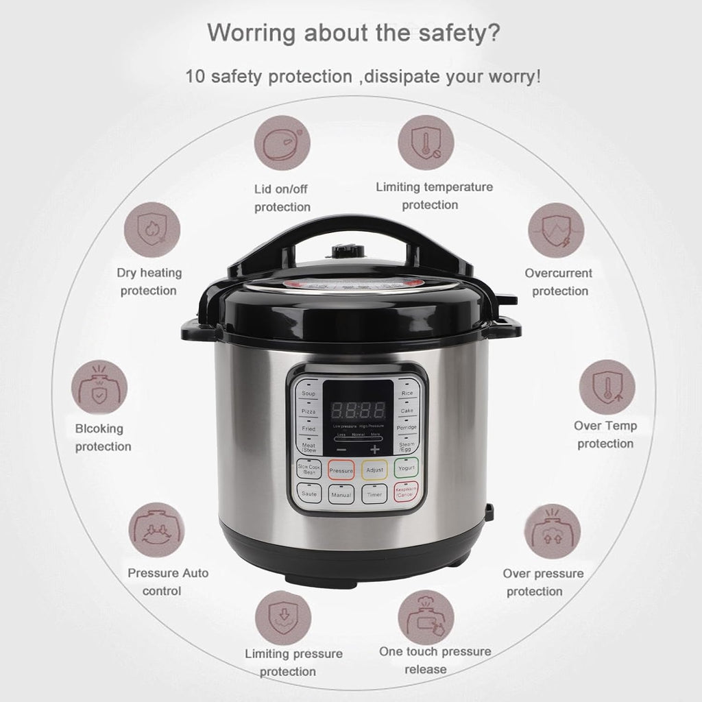 16 in 1 Multi Cooker, Dishwasher Stainless steel Pressure Cooker for Slow Cooker Rice Cooker Steam Pot Food Warmer (US Plug 110V)