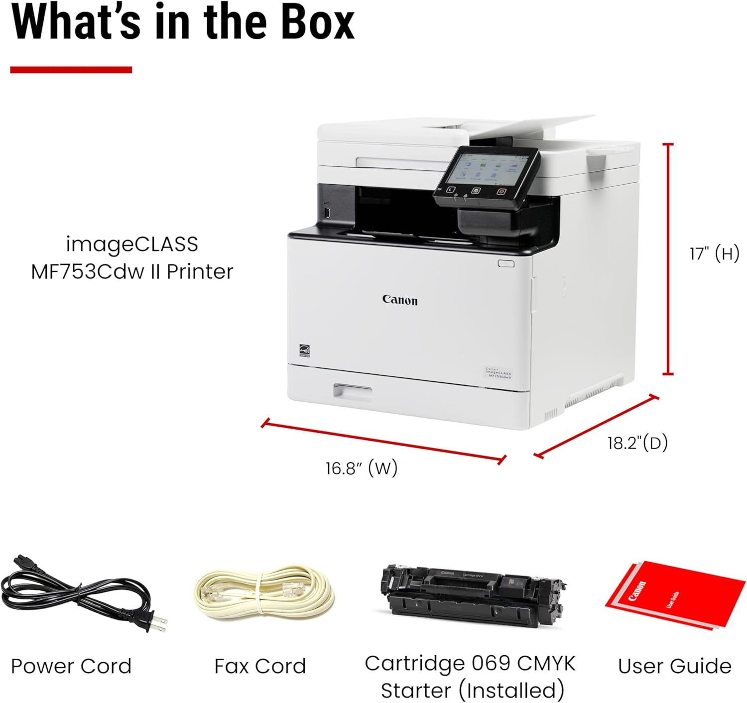 Canon Color imageCLASS MF753Cdw II - Wireless Duplex Laser Printer, All-in-One with Scanner, Copier, Fax, Auto Document Feeder, 3 Year Limited Warranty, 35 PPM