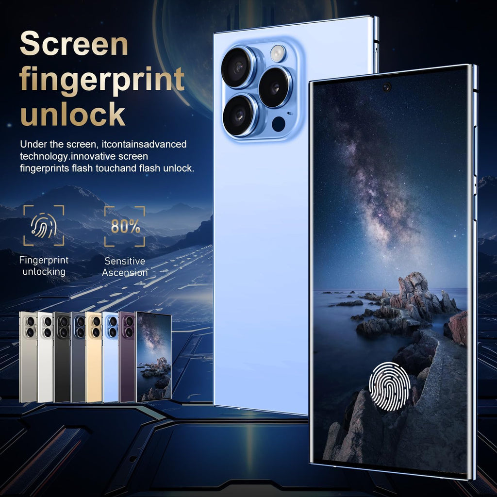 Unlocked Cell Phones Smartphones 5G Phone Android 13 Mobile Phones 8GB+256GB/7 Display/48MP+108MP Camera/6800 mAh/Dual SIM/Build-in Pen (Light Blue)
