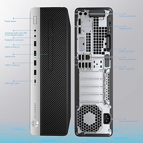 HP Elitedesk 800 G3 SFF Desktop PC - Intel i7-6700,32GB DDR4,1TB NVMe SSD + 2TB HDD, AX200 Wi-Fi 6,Dual 24-Inch Monitors, Wireless Keyboard and Mouse,Win 11 Pro (Renewed)