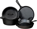 Lodge Cast Iron Set - 5-Piece Set - Pre-Seasoned Kitchen Set - Skillets, Griddle & Dutch Oven Included - PFAS-Free Non-Toxic Cookware