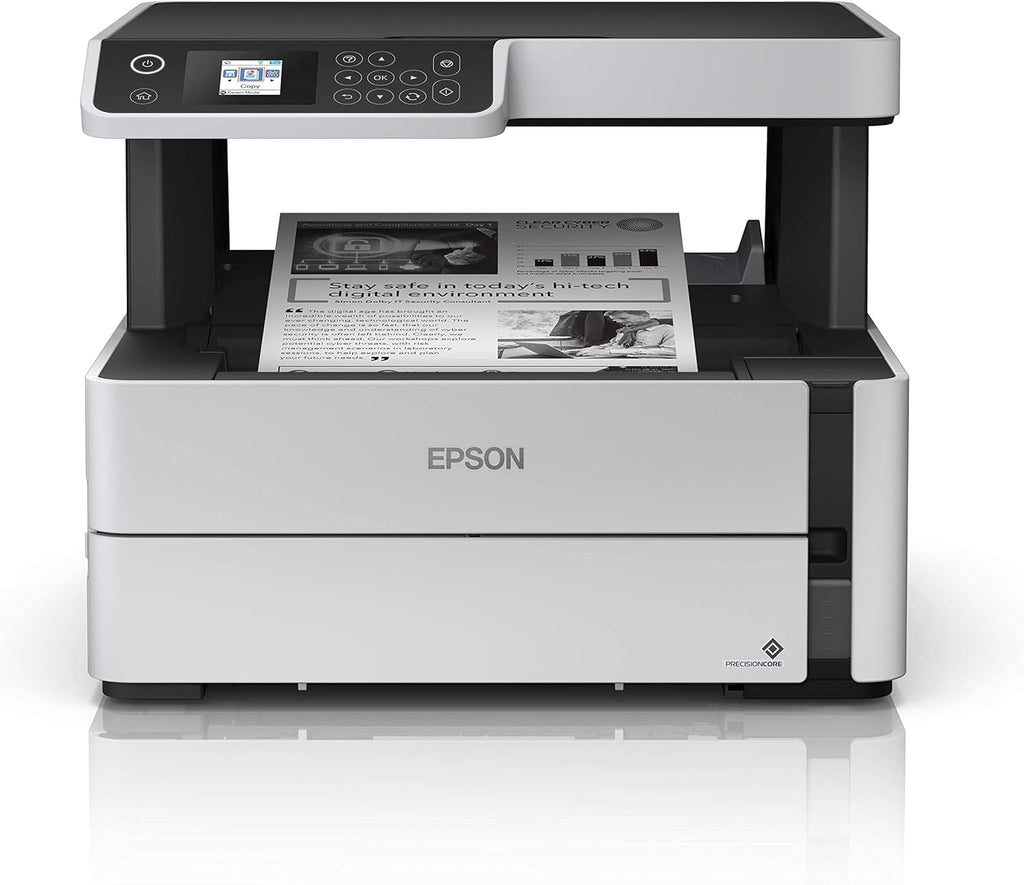 Epson EcoTank ET-M2170 Wireless Monochrome All-in-One Supertank Printer with Ethernet PLUS 2 Years of Unlimited Ink*,White