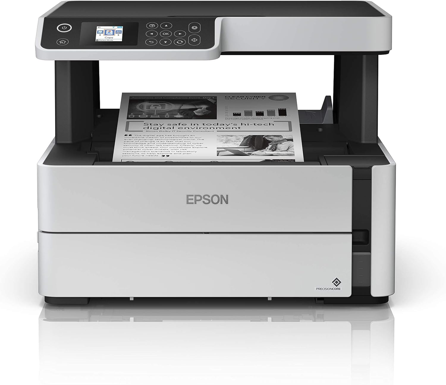 Epson EcoTank ET-M2170 Wireless Monochrome All-in-One Supertank Printer with Ethernet PLUS 2 Years of Unlimited Ink*,White