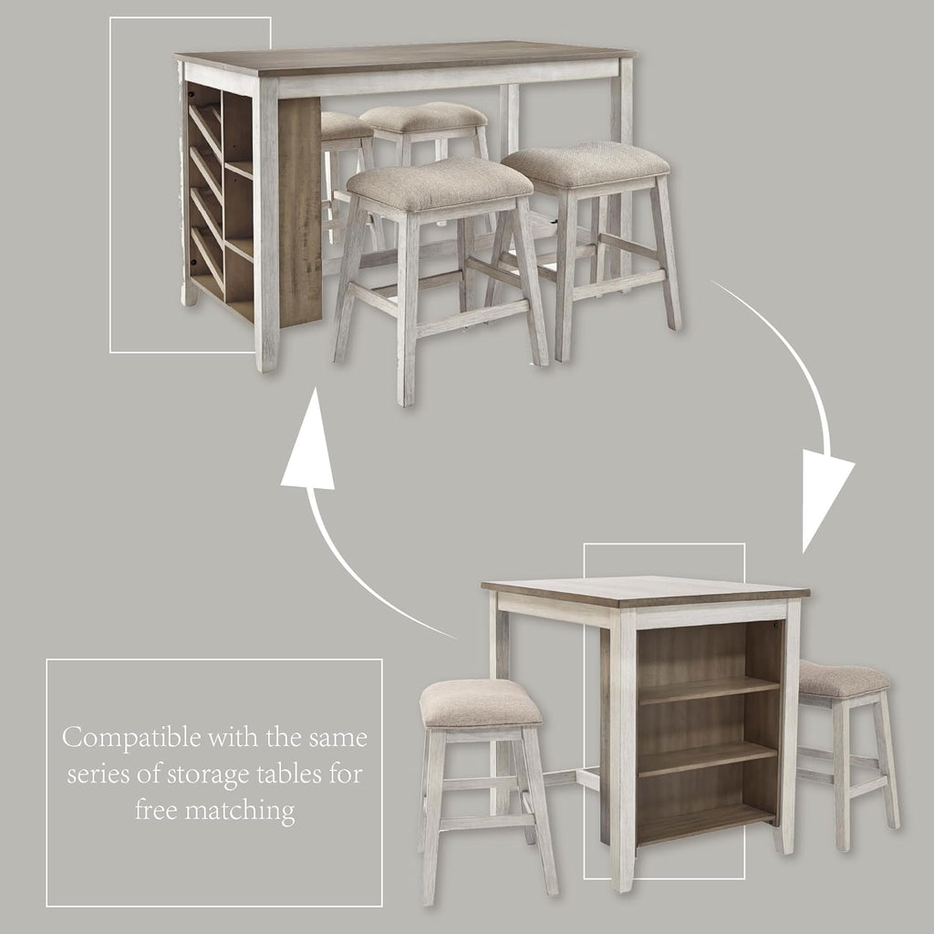 Signature Design by Ashley Skempton Modern 24" Counter Height Upholstered Barstool, 2 Count, Grayish White