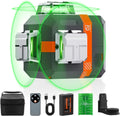 Laser Level 360 Self Leveling 12-Line 3D Green Laser Level with High Accuracy ±1/9", Remote Control, 3x360°Cross Line, Rechargeable Battery Pulse Mode Tilt, Magnetic Bracket for Home & Construction