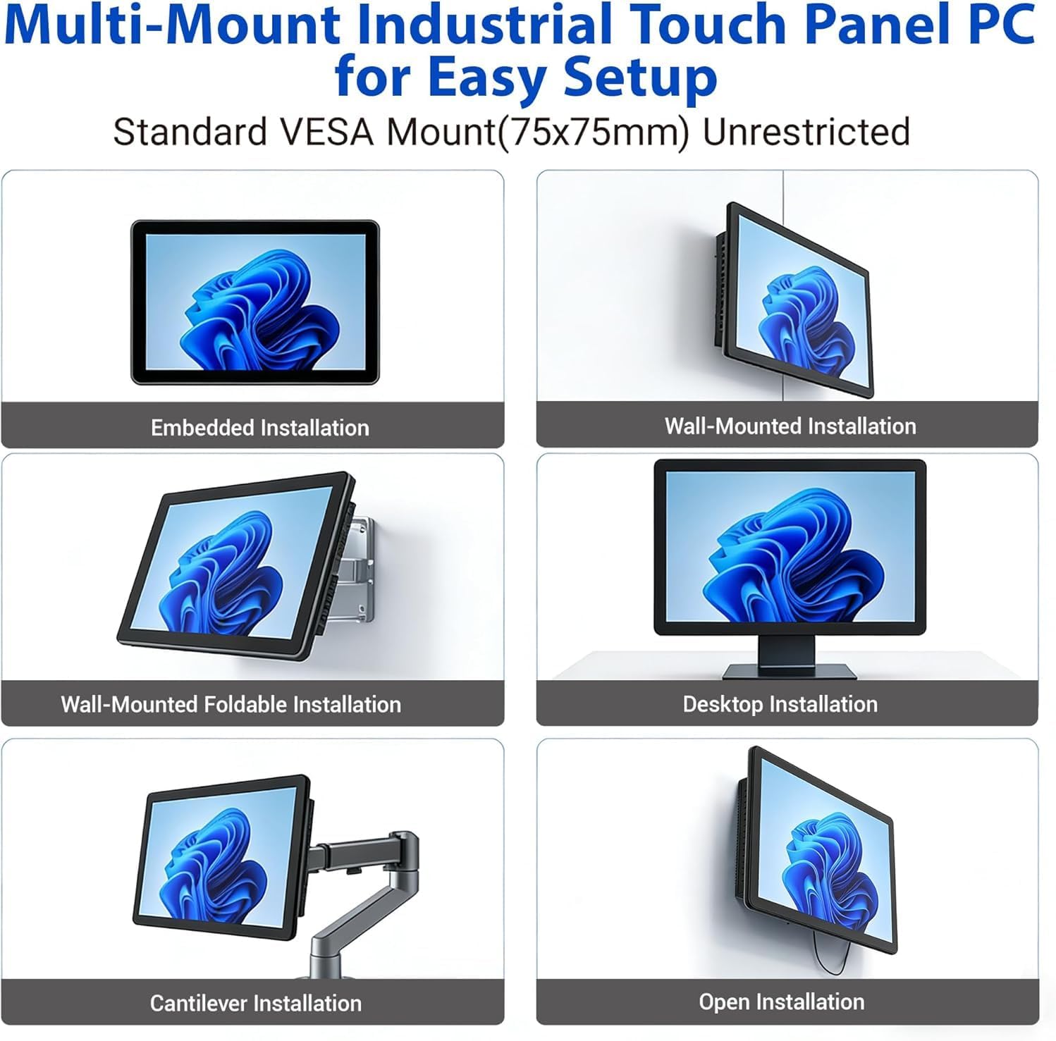 HIGOLEPC 15.6" Industrial All-in-One Tablet Panel PC, Win 11 Pro Computer with Celeron N5095 8GB RAM 128GB ROM, 1920 * 1080 IPS Touchscreen, 4X USB 3.0, RS232, LAN, HDMI, Type-C