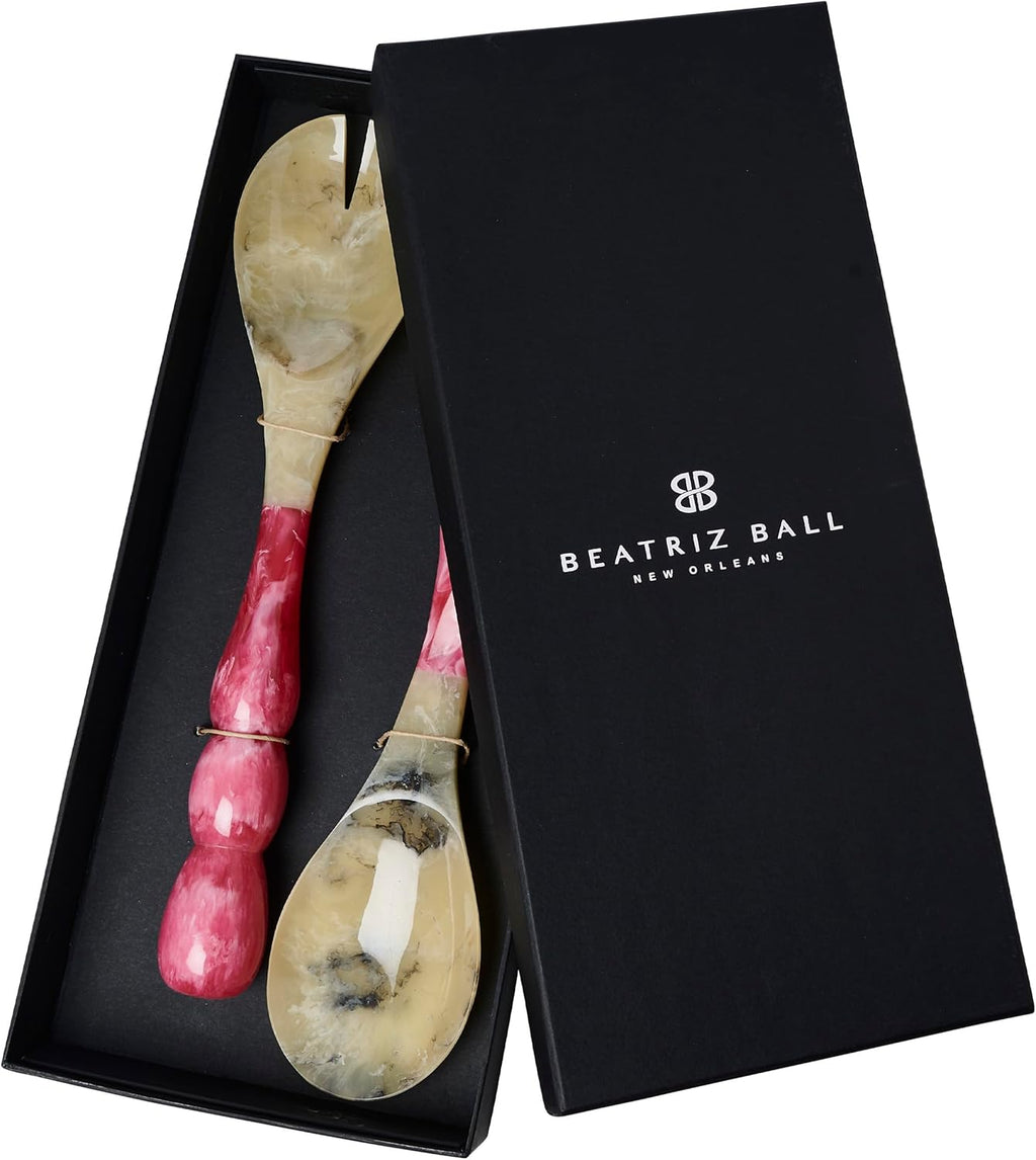 Beatriz Ball RESIN Rio Bubble Salad Servers (Red) – Hand-Poured, Stylish, Lightweight & One-of-a-Kind Artisanal Serveware