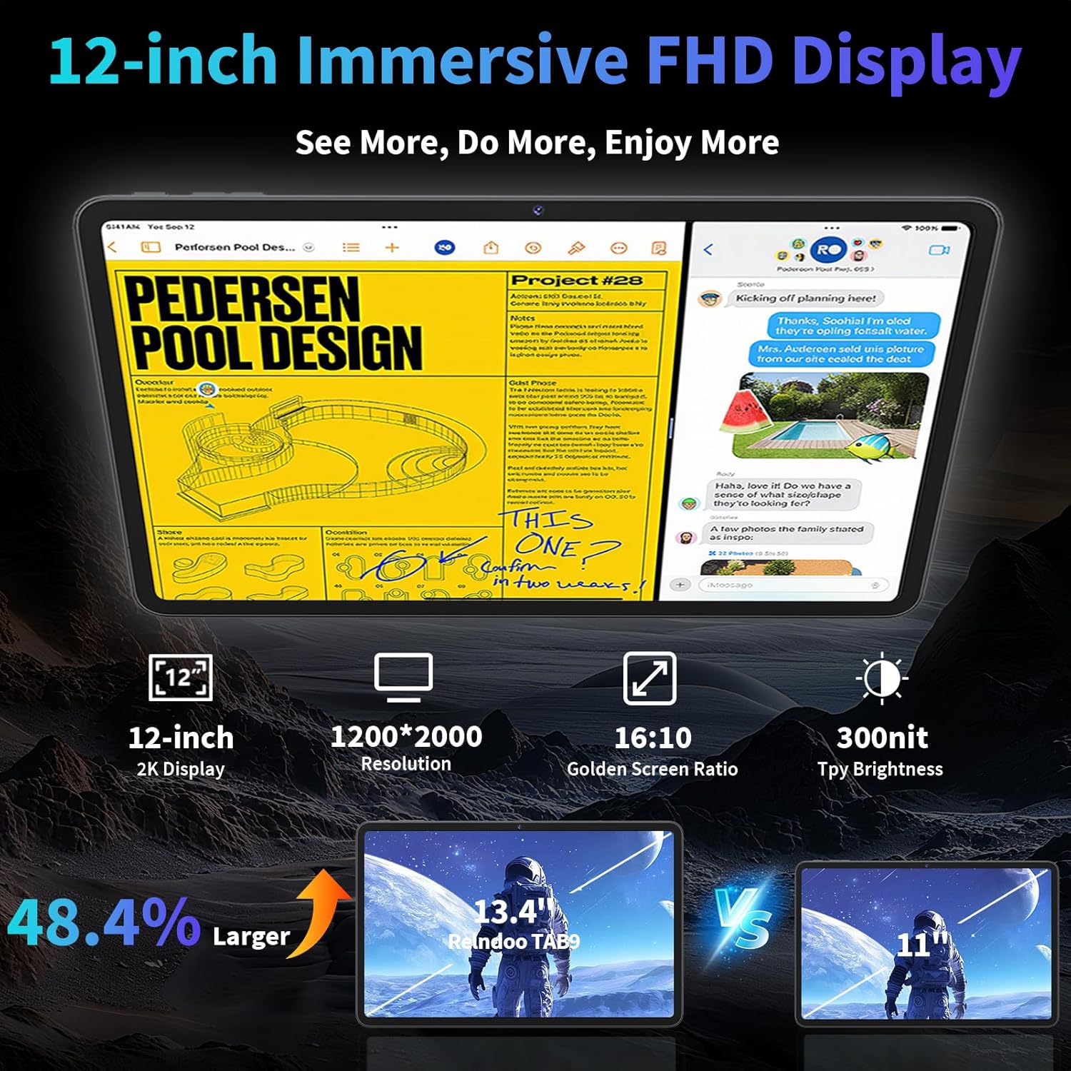 2026 12 Inch Large Tablet, Android 16 Tablet with Keyboard, 24GB+256GB+2TB Expand, Tablets PC with 2K Gemini AI, 8000mAh, Octa-Core, 16+8MP, 2 in 1 Tablets with Case, Mouse, Stylus (Silver Case)