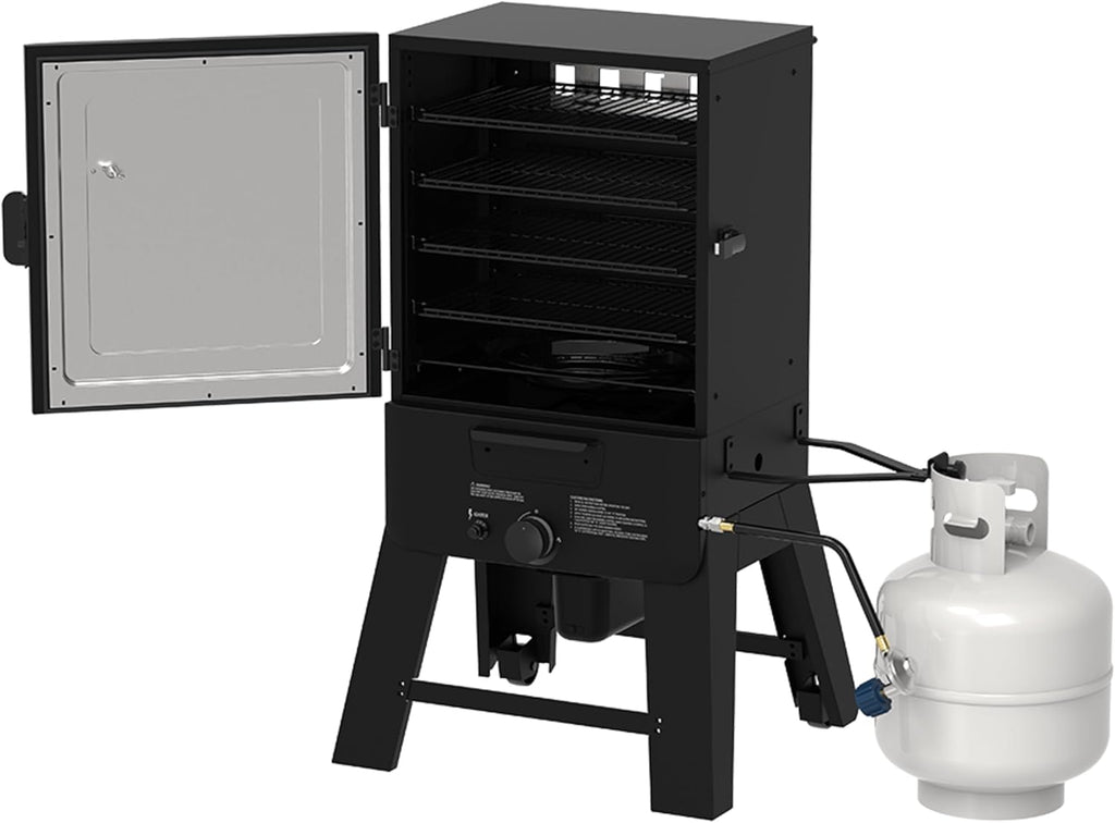Pit Boss 30‑Inch Gas Vertical Smoker – 983 Sq. In. Cooking Surface, 12,500 BTU Dual‑Burner System, 100–300°F Temperature Range with Adjustable Racks & Wood Smoke Tray