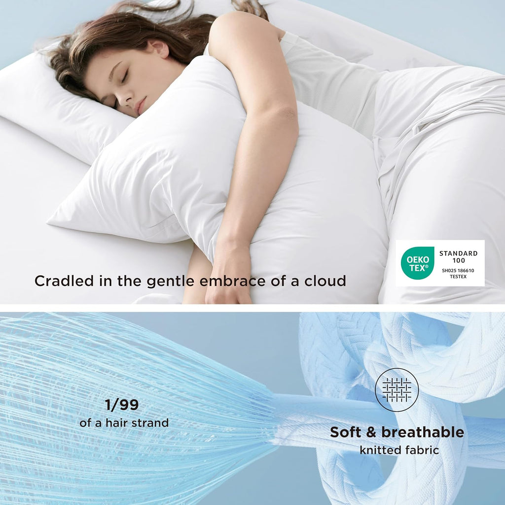 Bedsure Cooling Sheets Queen Size, Cooling Bed Sheets for Hot Sleepers, Chill Cool Sheet, Deep Pocket Up to 18 Inches, Soft & Breathable Queen Sheet Set, 4 Pieces, White