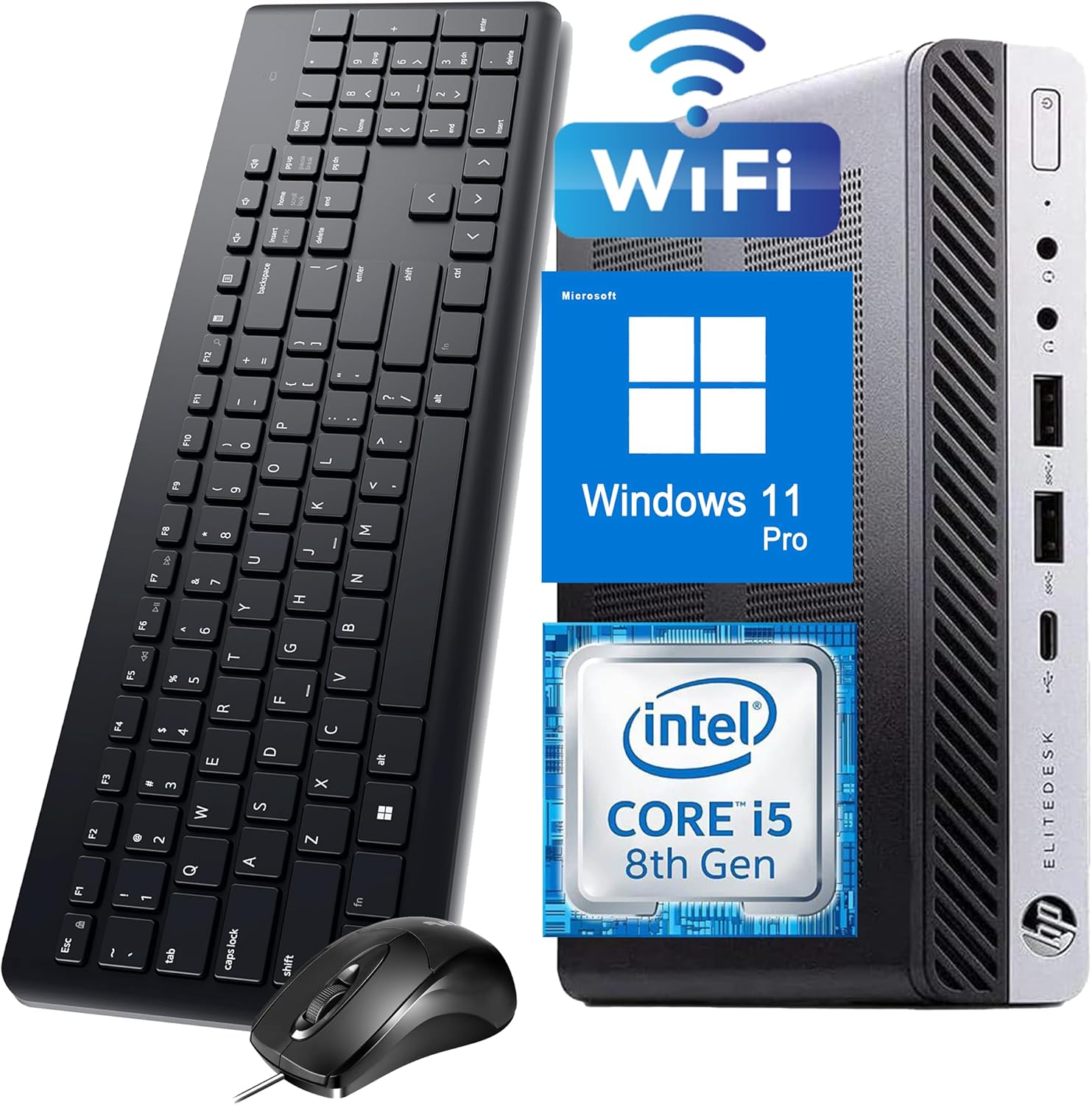 HP EliteDesk 800 G4 Mini Business Desktop Computer, Intel Core i5-8500 PC, 8GB DDR4 RAM, 256GB NVMe SSD, WiFi, Bluetooth, Keyboard & Mouse, Win11 Pro (Renewed)