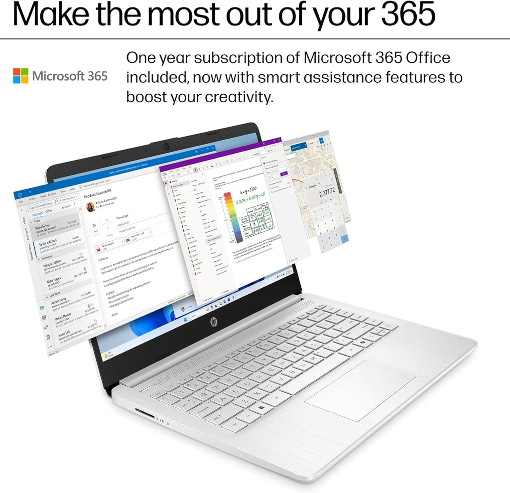 HP 2026 Ultrabook Laptop for Students & Home, Microsoft Office 365 with Copliot AI, 16GB RAM, 128GB Storage + 500GB EXT HDD, Quad-Cores Intel Processor, Windows 11, Lightweight, Long battery life
