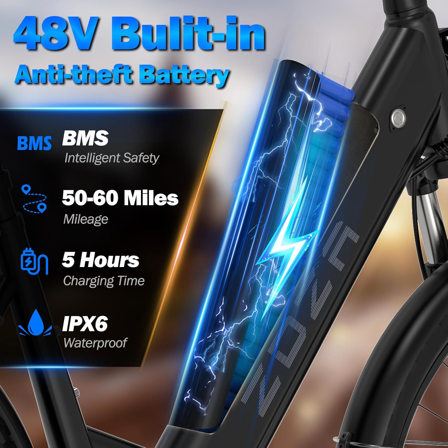 ZDZA Electric Bike for Adults, 1000W Peak Motor, 60 Miles 22Mph Electric Bike, 26" Commuter E Bikes with 48V 10.4Ah Removable Battery, Step-Thru Ebike, Adjustable Stem, 7-Speed & Front Suspension