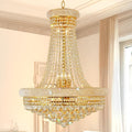 24'' Gold Crystal Chandelier Lighting, 13-Light Modern Gold French Empire Foyer Chandelier, Crystal Raindrop Hanging Pendant Light Fixture for Dining Living Room Bedroom Kitchen Shop