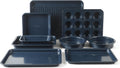 Calphalon Legacy 10-Pieces Nonstick Bakeware Set PFOA-Free, Baking Sheet Set, Baking Pans Set, Carbon Steel Bakeware Pans Collection, High-Heat Oven Safe, for Cookies, Cakes, and Muffins -Navy Blue