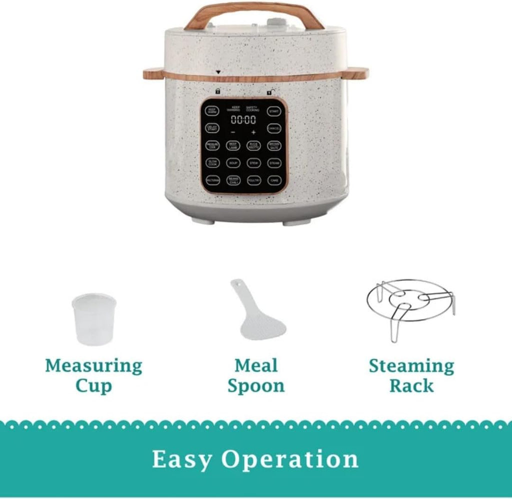 The Woman 6-Quart Electric Pressure Cooker with Touch Control Display & Locking Lid,Multi-Use,Keep Warm, Tempered Glass Lid