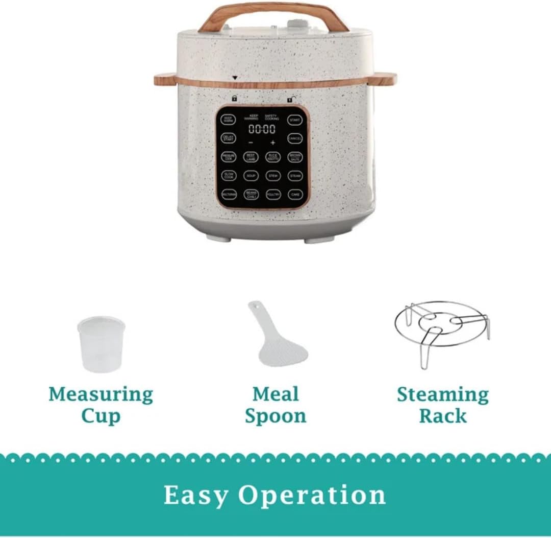 The Woman 6-Quart Electric Pressure Cooker with Touch Control Display & Locking Lid,Multi-Use,Keep Warm, Tempered Glass Lid