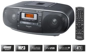 Panasonic RX-D55GC-K Boombox - High Power Portable Stereo AM/FM Radio, MP3 CD, Tape Recorder with USB & Music Port Sound with 2-Way 4-Speaker (Black)