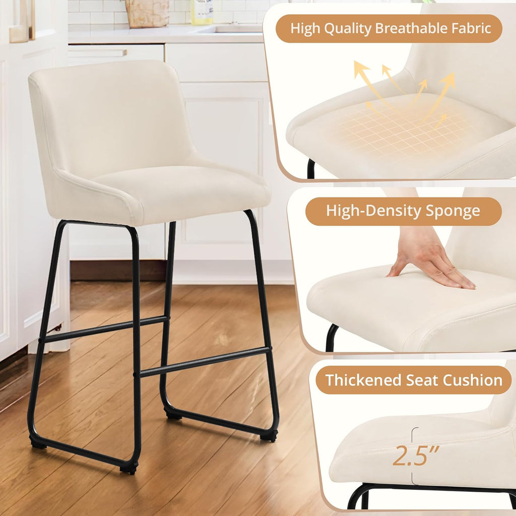 LUE BONA 26 Inch Counter Height Bar Stools Set of 4, Faux Leather Upholstered Barstools, Barstool with Back, Comfortable Bar Chairs, Modern Counter Stools for Kitchen Counter Island