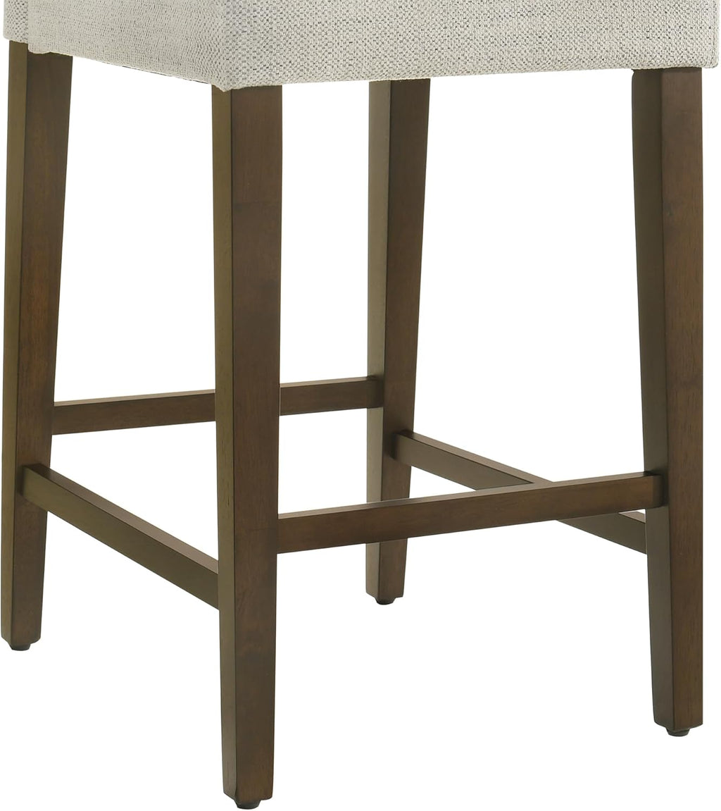 CHITA Counter Height Bar Stools Set of 2, 27" H Seat Height Upholstered Barstools, Fabric in Ivory