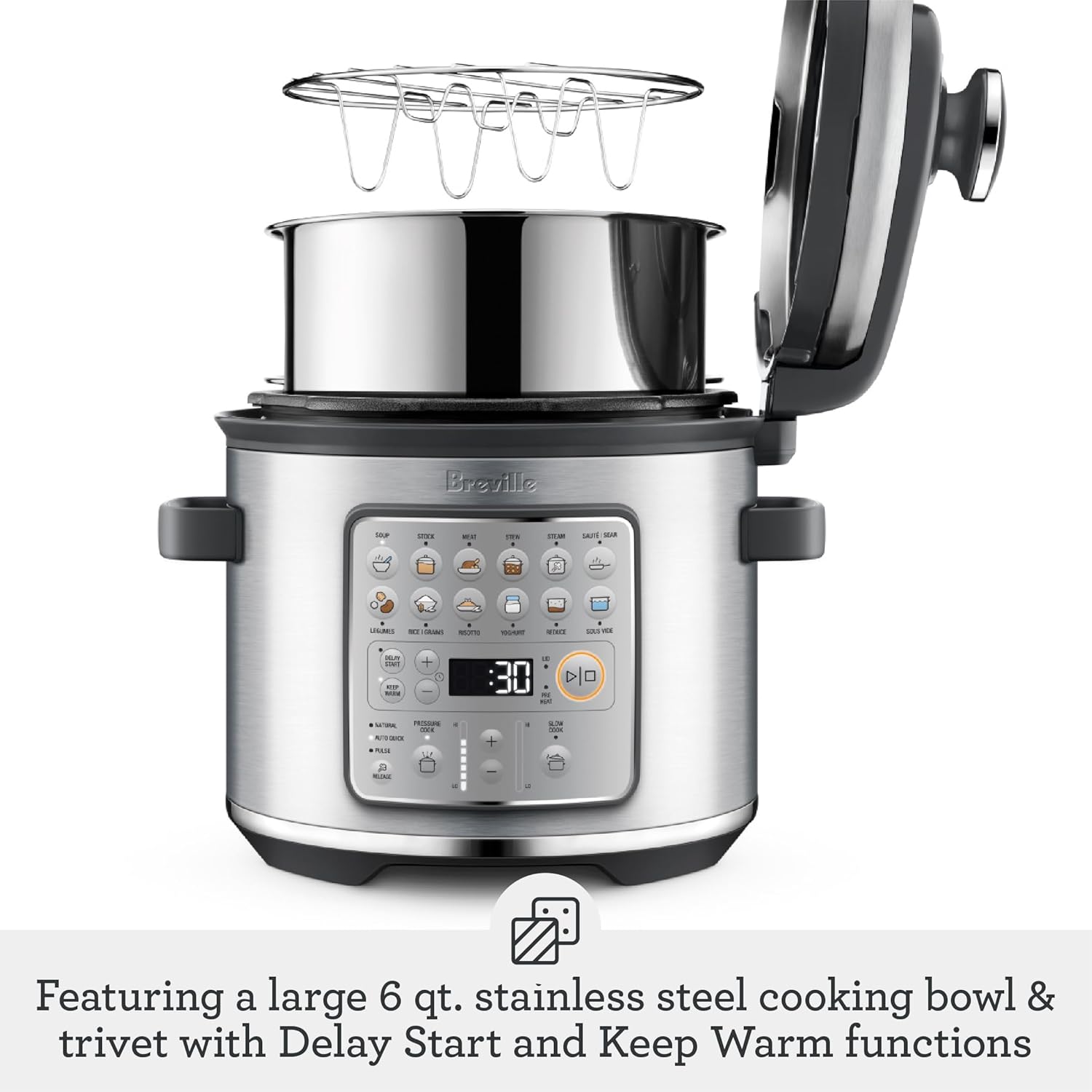 Breville Fast Slow Go Pressure Cooker BPR680BSS, Brushed Stainless Steel