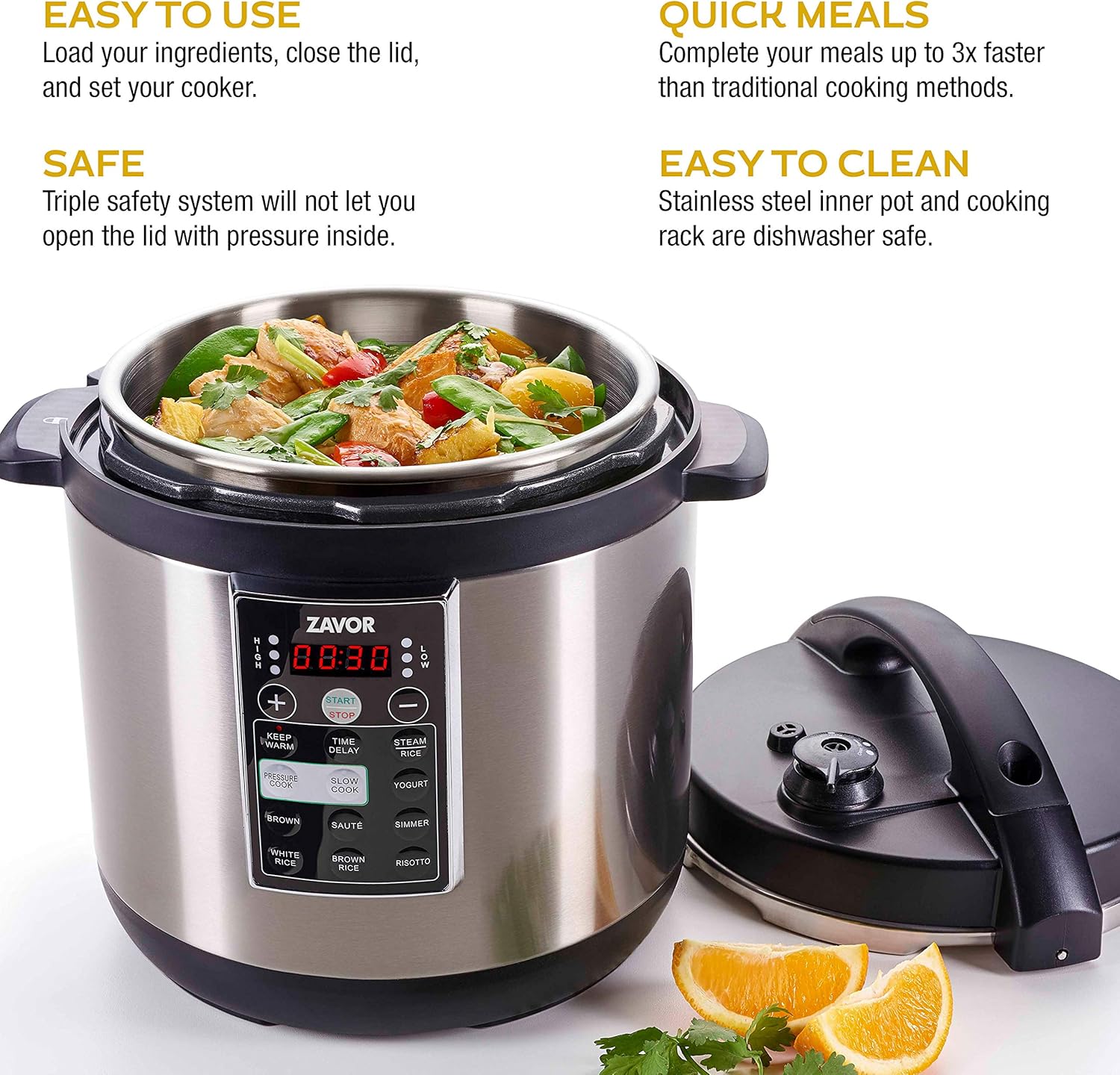 Zavor LUX 8 Quart Multi-cooker with America's Test Kitchen Multicooker Perfection Cookbook, Stainless Steel