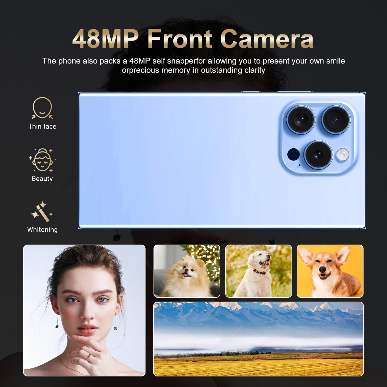 Unlocked Cell Phones Smartphones 5G Phone Android 13 Mobile Phones 8GB+256GB/7 Display/48MP+108MP Camera/6800 mAh/Dual SIM/Build-in Pen (Light Blue)