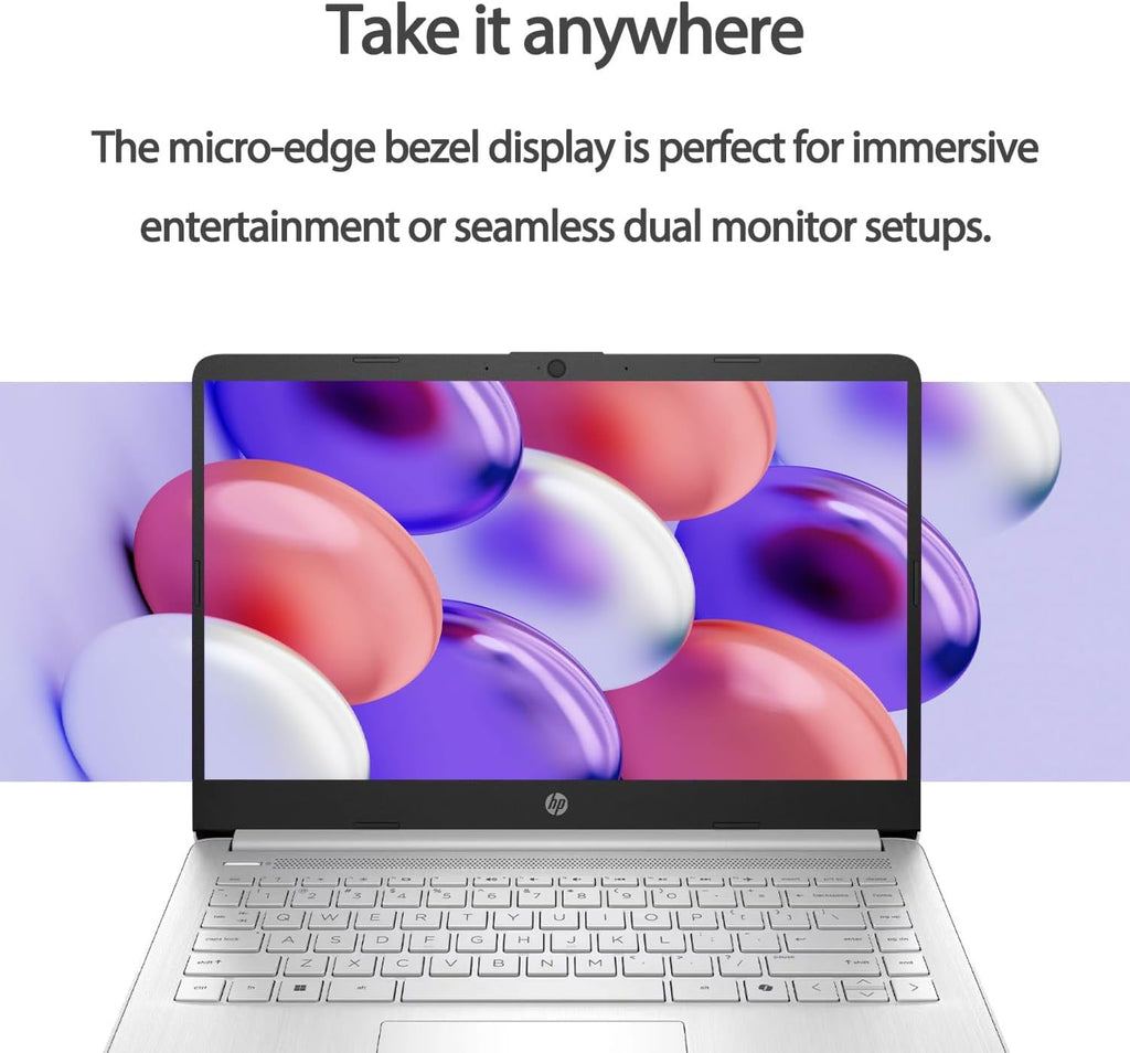 HP 14" Laptop w/Office 365, Copilot AI, Intel 4-Core CPU, 8GB RAM, 128GB eMMC, SD Card Reader, Wi-Fi 6, Windows 11 Home, w/Laptop Cooler