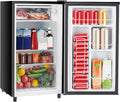 Sweetcrispy 3.2 Cu.Ft Mini Fridge with Freezer, 2 Door Small Refrigerator with Adjustable Thermostat Energy-efficient Low Noise, Compact Fridge for Bedroom, Office, Dorm, Silver