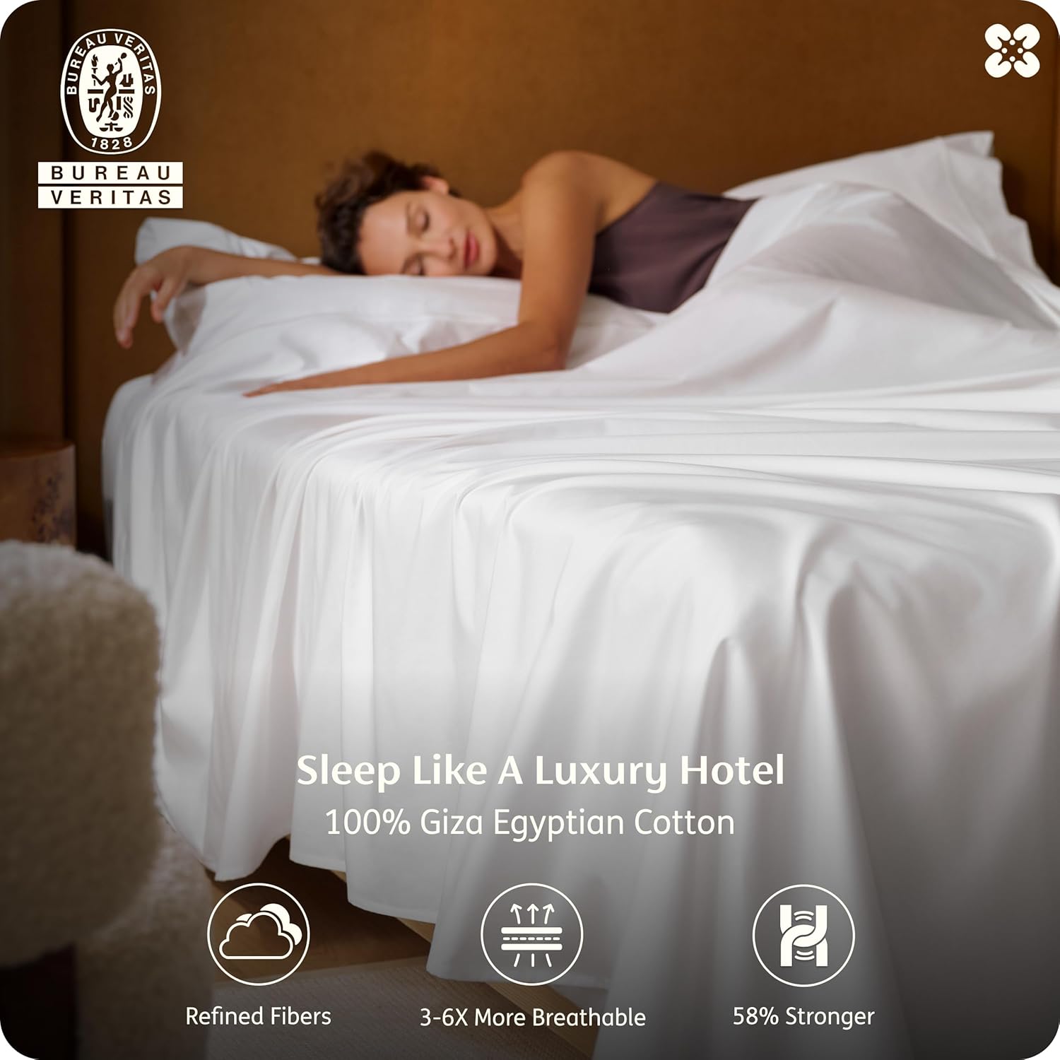 Bedsure 100% Giza Egyptian Cotton Sheets King Size - Luxury Hotel Sheets 18 Inches Deep Pocket with 4 Corner Straps, PureWoven Soft & Beathable Sateen Weave Bedsheets (White, King)