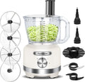 Homtone 16-Cup Food Processor, Heavy-Duty 9-Function Vegtable Chopper with 7 Blades & 3 Speeds for Dough Kneading, Meat Chopping, Slicing, Shredding & French Fry Cutting, Dishwasher Safe, White