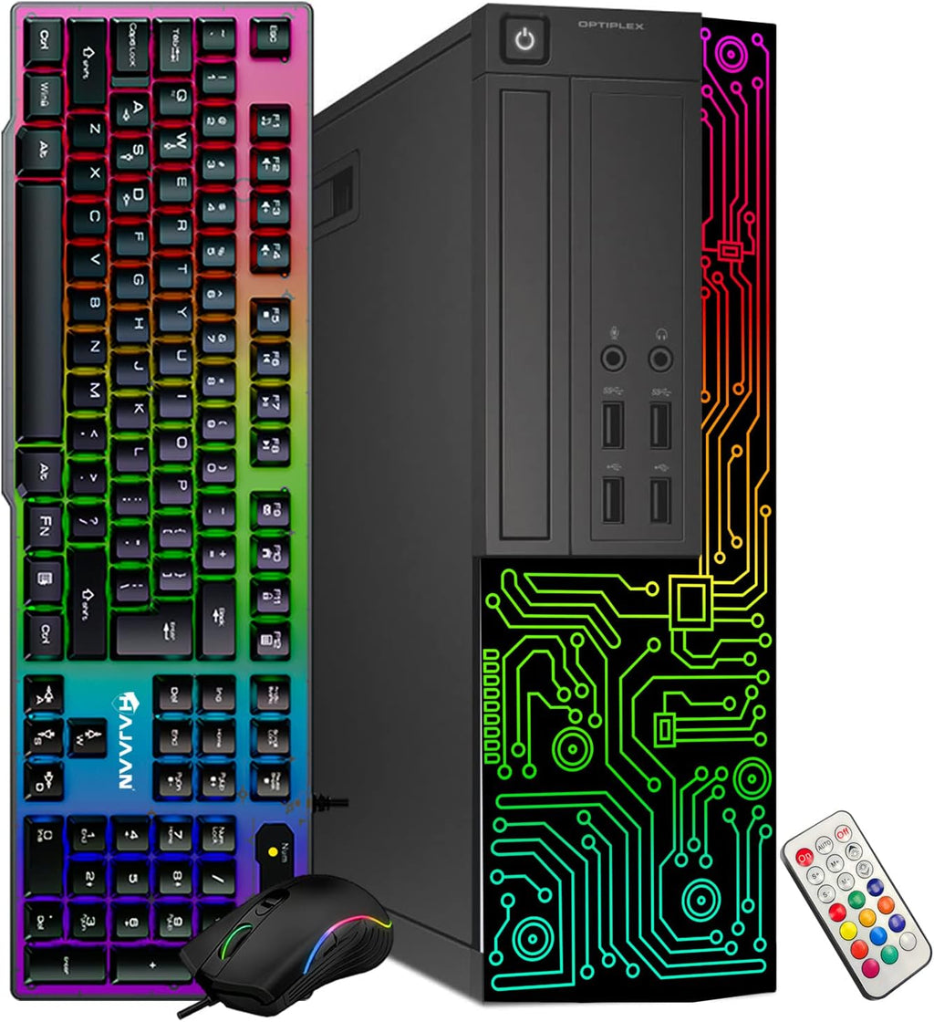 Dell Gaming OptiPlex Desktop RGB Computer PC, Intel Core i7, GeForce GT 1030 2GB GDDR5, 16GB RAM, 512GB SSD, 24 Inch HDMI Monitor, Keyboard Mouse and Headset, WiFi, Windows 11 Pro (Renewed)