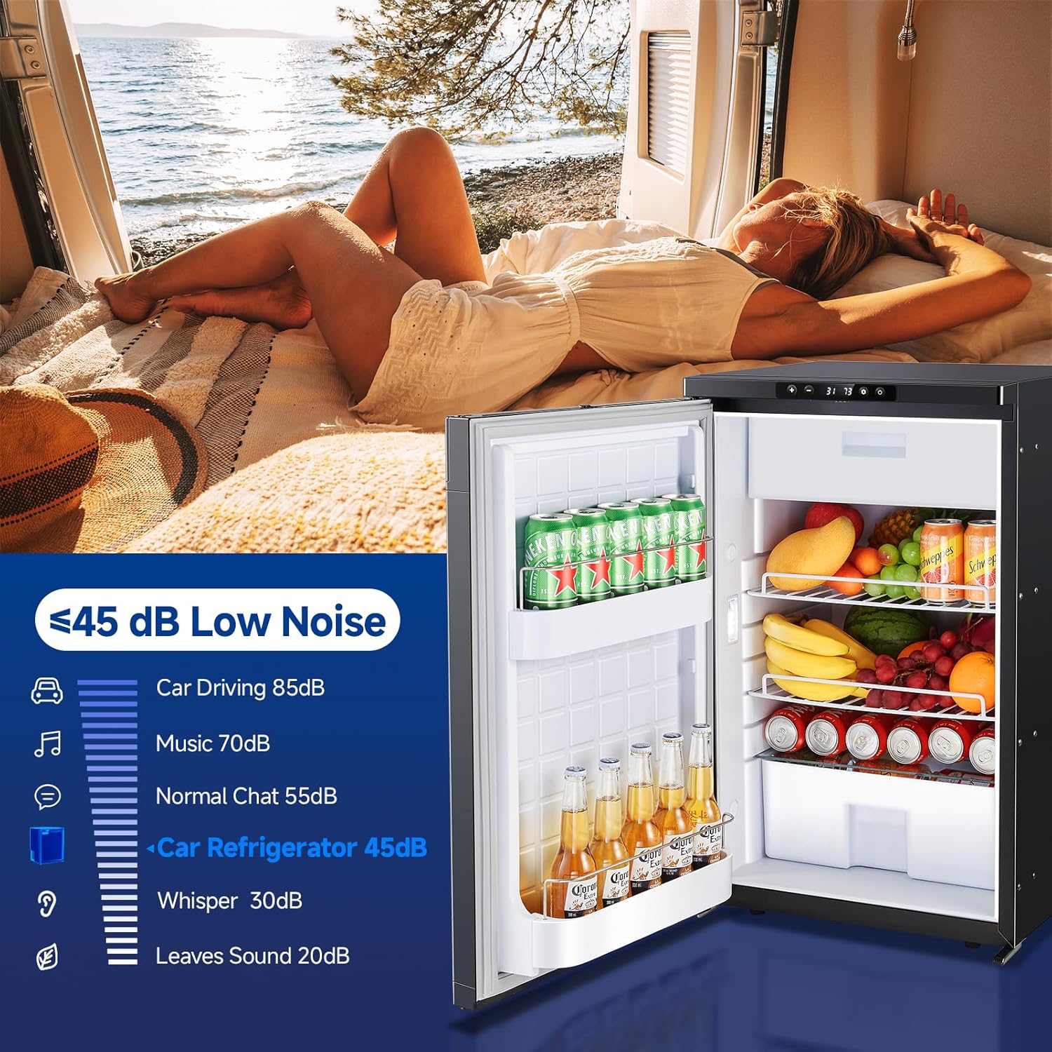 BODEGACOOLER 12-Volt Refrigerator, 83L(2.94cu.ft) RV Fridge with APP Control & Lock, Dual Zone Compressor Cooler (-4℉ ~ 46℉), 12/24V DC Portable Freezer for Truck, RV, Camping, Boat, Black