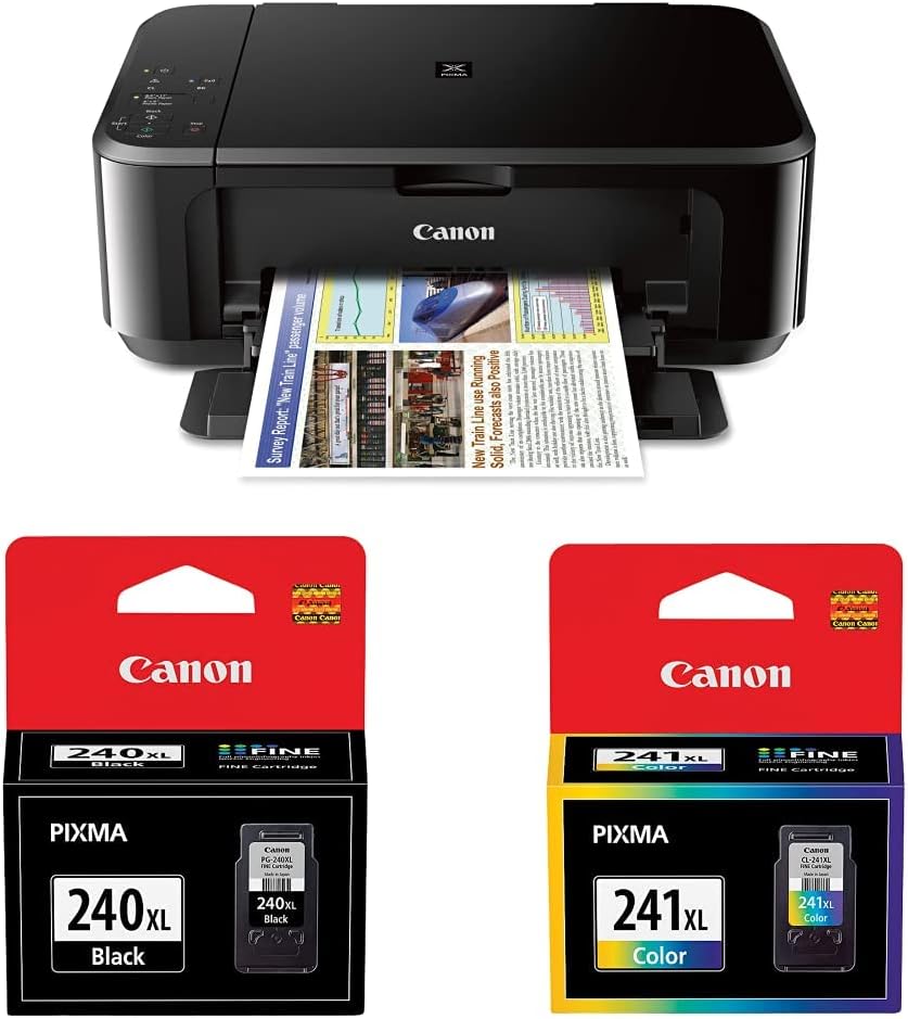 Canon PIXMA MG3620 Wireless All-in-One Color Inkjet Printer & PG-240XL ChromaLife 100 Black Ink Cartridge (5206B001) & CL-241XL ChromaLife 100 Color Ink Cartridge (5208B001)